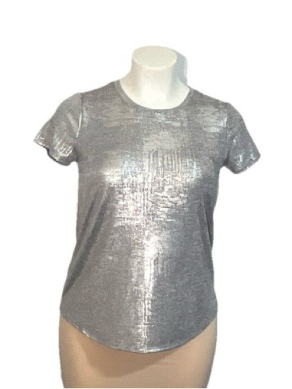 Kaari Blue Silver Metallic Short Sleeve Tee